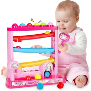 Montessori Toys for 3+ Years Old Kids Girls, Pound A Ball Toys Included 2 Hammer & 12 Balls,Gifts for Girl Age 3+, Interactive Toy for Early Learning Educational Gifts for Girl