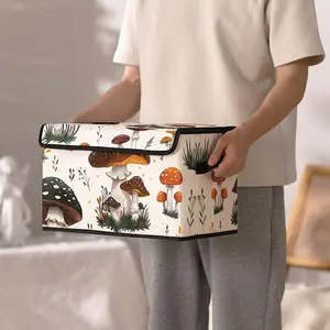 Mushroom Pattern Storage Box, Collapsible Clothes Storage Box with Handle, Dustproof Storage Organizer for Home Bedroom Wardrobe, Folding Storage Boxes, Halloween