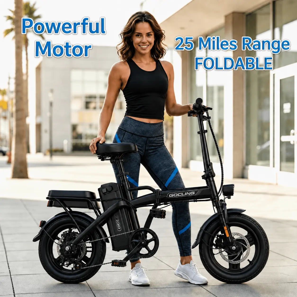 Portable Folding Electric Bike for Adults, 20MPH Max Speed, 48V Removable Battery, 25-35 Miles Range, Air Tires, Dual Disc Brakes, LED Display, 2 Seat Capacity, Commuting & Camping Bicycle