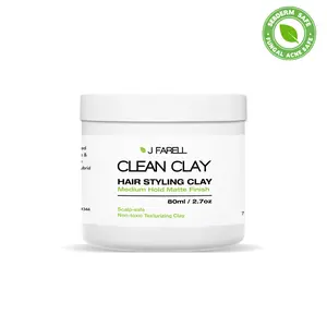 J FARELL Clean Clay - Organic Hair Styling Clay, Seborrheic Dermatitis Scalp Safe Fungal Acne Safe, J Farrell Clean Clay All Natural Hair Clay Seb Derm Pomade, Medium Hold Matte Finish