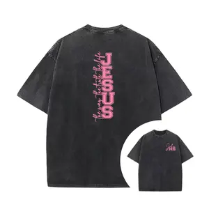 Christian Women’s Washed Tee – Jesus Graphic, Soft Short Sleeve Shirt