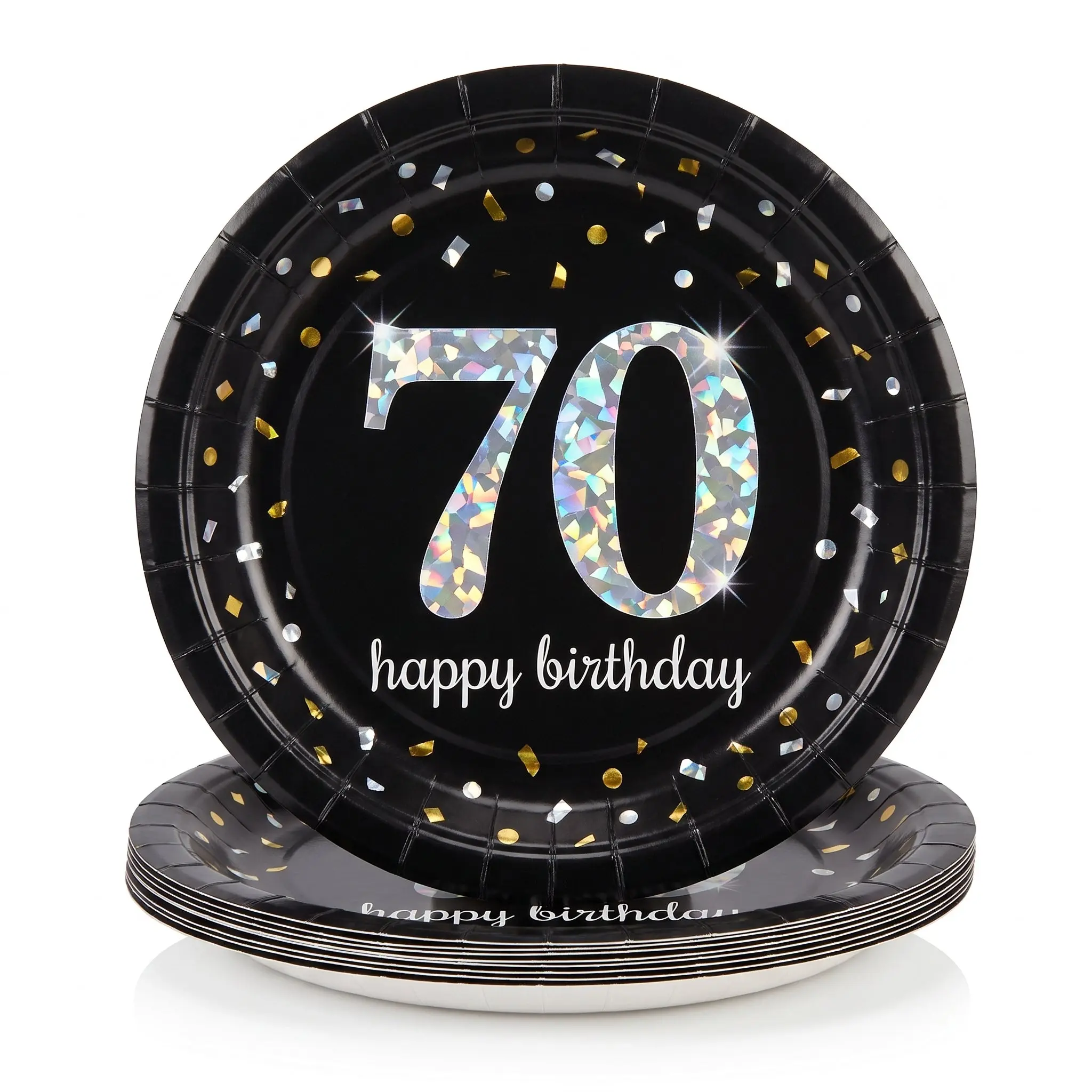 Sparkling Celebration 70th Birthday Prismatic Lunch Plates, 8-Pack