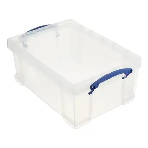 Really Useful Box 9L Plastic Storage Container w/Snap Lid & Clip Lock Handles Organiser Transparent
