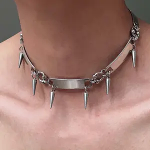 Titanium Steel Geometric Spike Choker Necklace for Men & Women, Y2K Hip Hop Couple Jewelry, Personalized Daily Wear