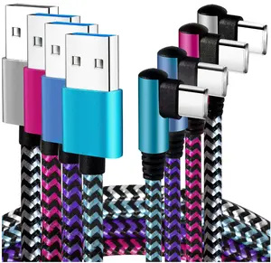 USB C Angle Cord: [90 Degree/6ft/4Pack] Nylon USB C Cable Compatible with Samsung Galaxy S10/S10e/9/Note 10, Charger Cable-[Blue/Black/Magenta/Purple]