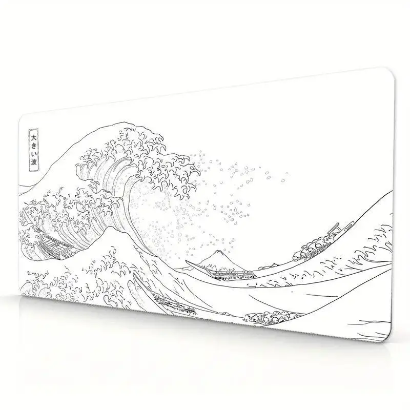 Creative Sea Wave Pattern Extended Mouse Pad, Rectangle Gaming Mouse Pad, Office Desk Keyboard Mat For Home Office Desk