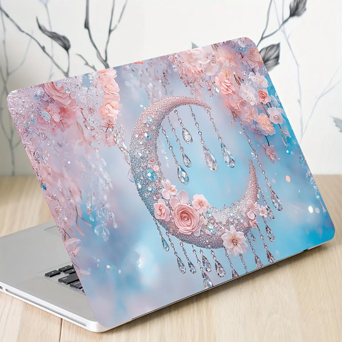 Floral & Moon Pattern Laptop Case, Laptop Cover, Computer Covers, Waterproof & Anti-scratch Laptop Skin, Decorative Laptop Protector, Laptop Accessories, Computer Accessories for Women & Girls