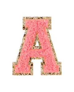 Ripe Peach Glitter Varsity Letter Patch