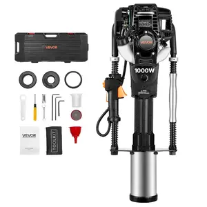 fathersdaygift VEVOR Gas Powered T Post Driver, 37.7cc 4-Stroke Engine Efficient Post Pounder with 3 Piling Sleeves, Vibration-Reducing Handle, Heavy Duty Fence Pile Driver for Farm, Orchard, Road Work, Landscaping