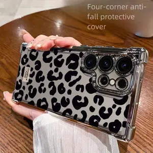 Leopard Pattern Phone Case Compatible with Samsung Galaxy S23 Ultra S24 Plus S25 S22+ FE Edge Four Corners Air Cushion Anti-drop Silicone Shockproof Cellphone Cover