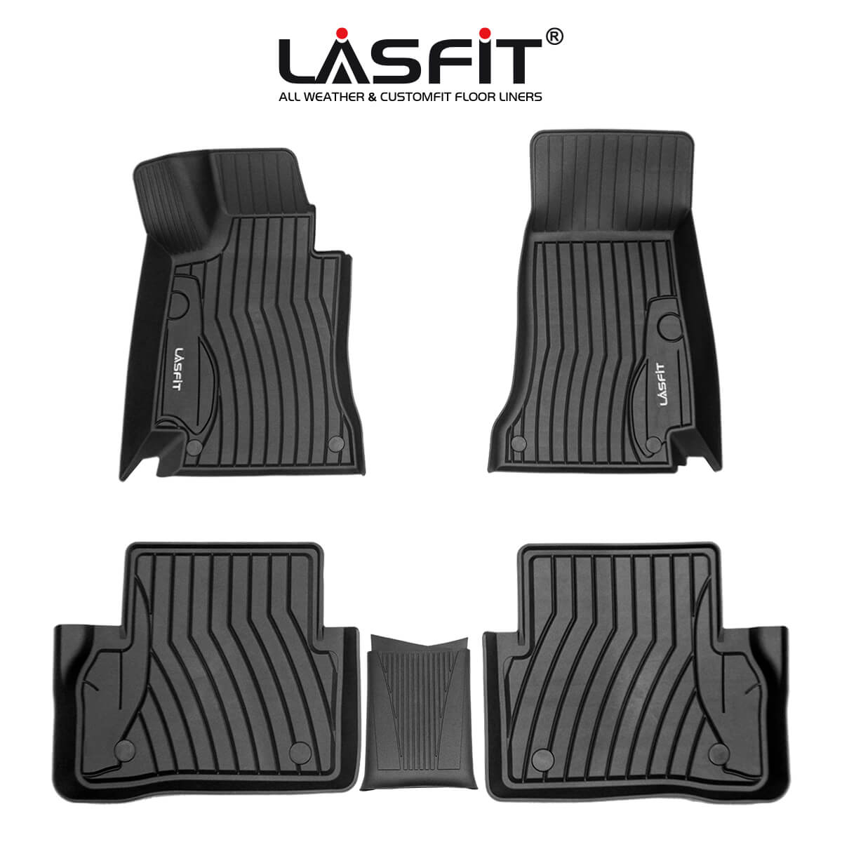 LASFIT Floor Mats Fits for 2015-2021 Mercedes Benz C Class Sedan Only (C180 C200 C300 C350e C400 C43 AMG C450 AMG C63  AMG S), All Weather Guard TPE Car Liners, 1st & 2nd Row Set
