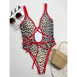 Leopard-Print One-Piece Swimsuit with Adjustable Straps & Built-In Padding for Comfort and Shape in Soft Polyester-Spandex Blend