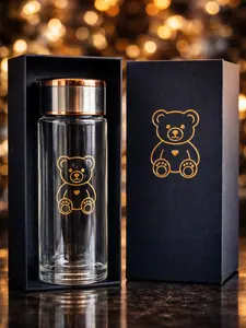 Cute Teddy Bear Glass Cup with Lid - Aesthetic Drinkware for Any Beverage