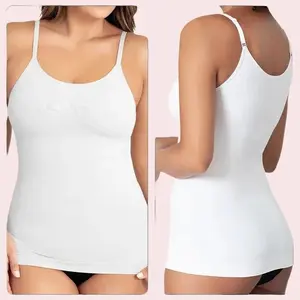 Women's Summer Plain Cotton Cami Tank for Post-Surgery Care in White