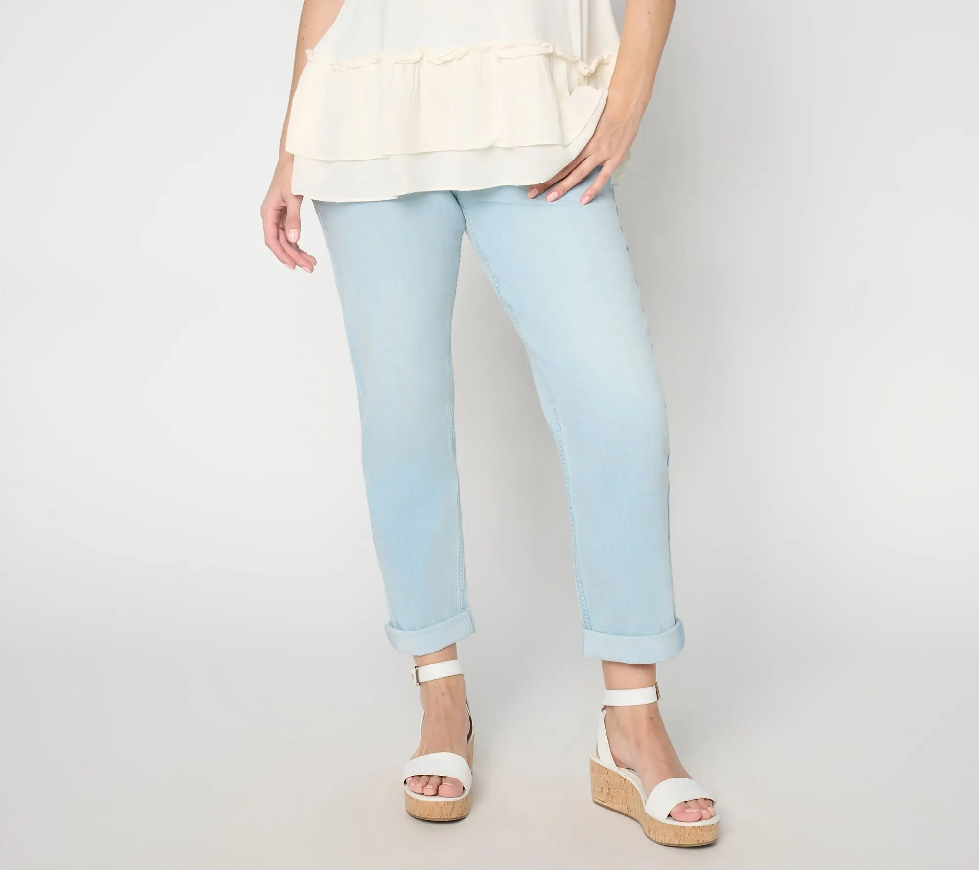 LOGO by Lori Goldstein Tall Indigo Pull On Boyfriend Jeans