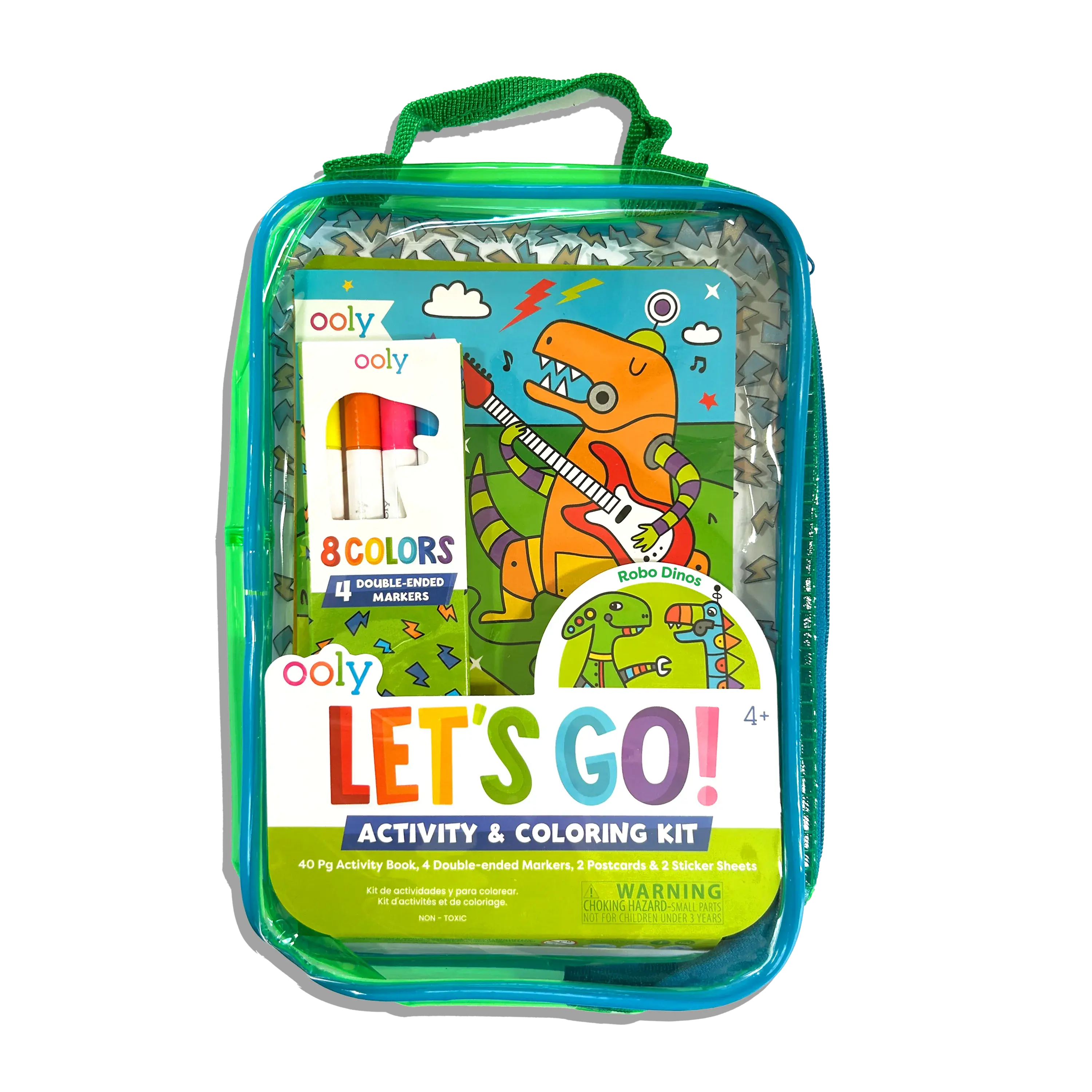 Let's Go! Robo Dinos Activity & Coloring Kit - Coloring Books Set, Dinosaur Themed Games, Travel Puzzles, Markers, Postcards, Stickers