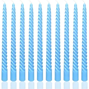 10 Inch Sky Blue Taper Candle Set, 10 Pack Unscented Dripless Candlesticks for Family Dinner Parties Home Decoration Picnic