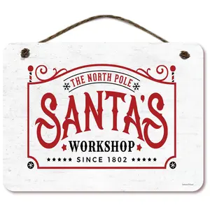 Courtside Market Santas Workshop 12x16 Hanging Sign