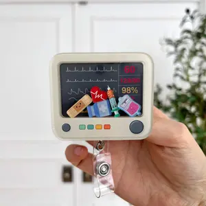 Heart Monitor Shaker Badge Reel – Playful EKG Medical ID Clip, Cute Nurse Badge Holder