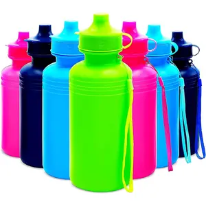 Novelty Bulk Water Sports Bottles for Kids 18 oz - 12 Pack Squeeze Reusable Plastic, Neon Colors, BPA Free, Kids Water Bottles Party Favor Gift Giveaways, End of Year Student Gifts from Teacher