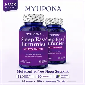 MYUPONA Sleep Ease Melatonin-Free Sleep Gummies 2 Pack for Adults, Bedtime Relaxation with Magnesium Glycinate & L-Theanine, 120 Gummies