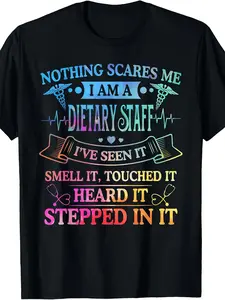 Nothing Scares Me I'm A Dietary Staff Shirt - 220gsm Heavyweight 100% Retro T-Shirt for Men & Women, Dietary Aide Uniform, Cafeteria Worker Apparel, Year-Round Fit