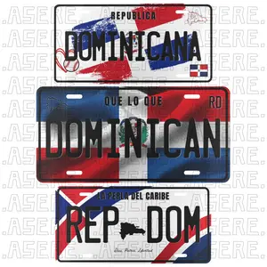 Republica Dominicana Decorative License Plate 12x6 Inches Corrosion Resistant Aluminum Flags Limited Edition Easy Installation Puerto Rican Pride Artistic Brushstroke Design