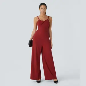 Halara Backless Adjustable Strap Twisted Bridesmaid and Wedding Guest Jumpsuit