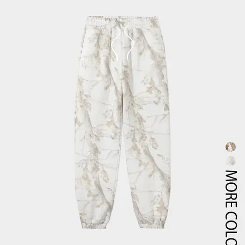 Men's Women's Fall Winter Camo Fleece Sweatpants, Loose-Fit Casual Pants, Elastic Waistband, Digital Print, Thick Fabric, Casual Streetwear Sweatpants