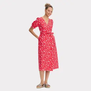 Women's Puff Short Sleeve Midi Wrap Dress - Universal Thread