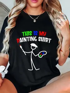 100% Cotton This is my painting shirt Funny Painters Stickman Painter T-Shirt