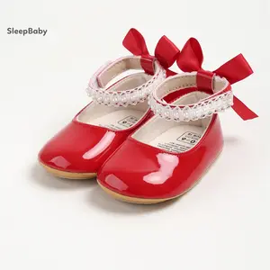 Baby Girls The First Princess Shoes, Soft Pu Leather Pearls Non-slip Bottom First Walker Shoes Toddler Shoes Pearl-polished Mary Jane Walking Shoes