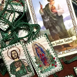 Escapulario with San Judas Tadeo & Nuestra Señora de Guadalupe Images Includes Spanish Prayer for San Judas