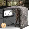 VEVOR 4-5 Person Fiberglass Hunting Blind, 70x70x81in Ground-Level Camo Hunting Gear, 150D Rainproof Shelter with 360° Tracking, 360° Visibility, Silent Zipper Door, Window, Bag-Pack Portable Dual-Shoulder Storage Bag