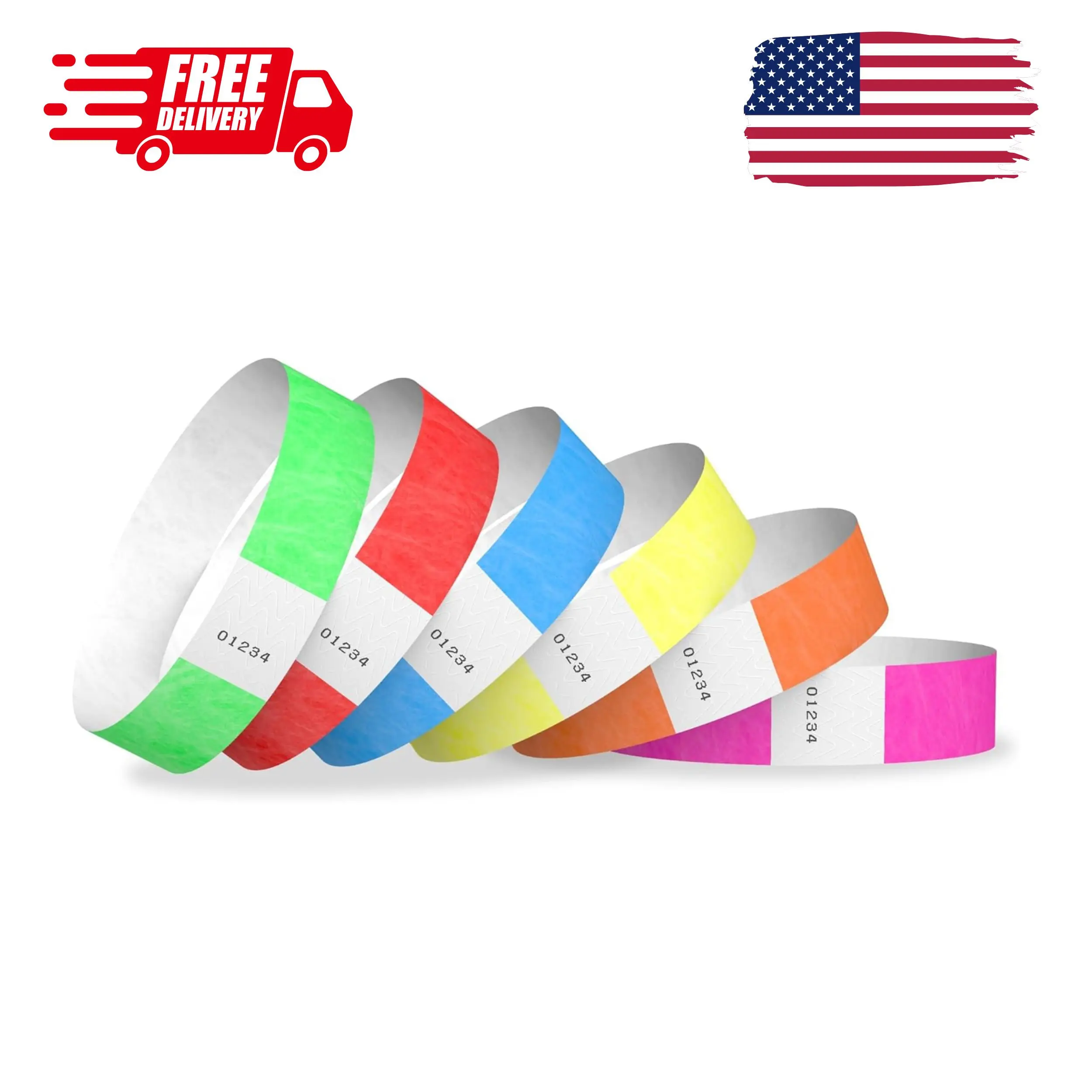 600 Tyvek Wristbands for Events, 6-Color Variety Pack