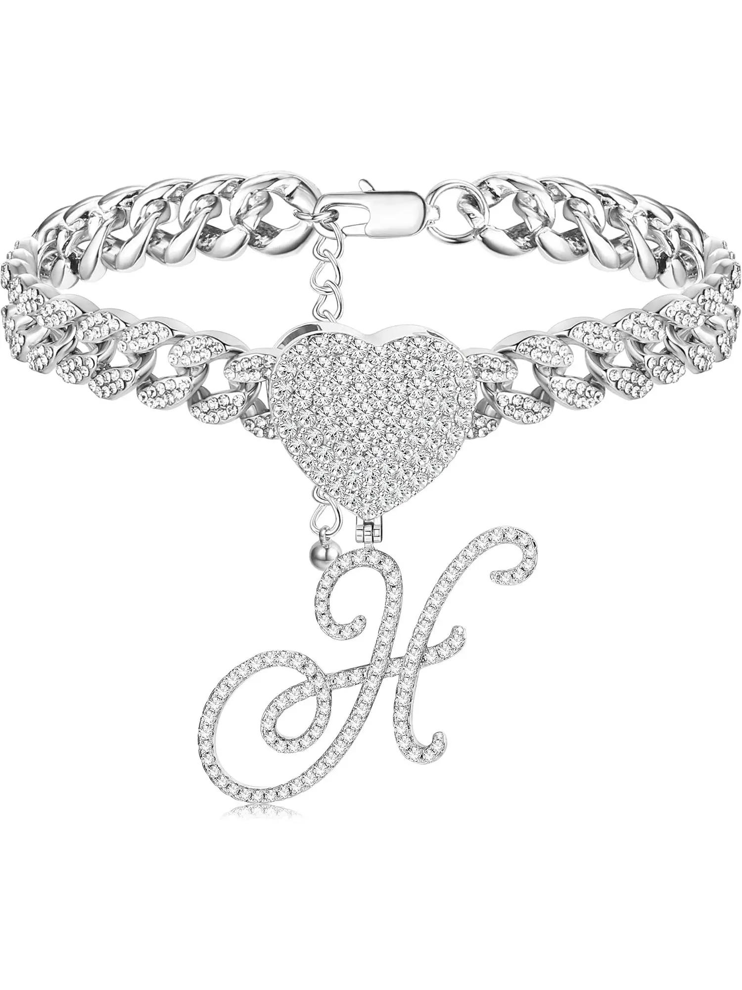 1 Pc Ankle Bracelets for Women - Silver Cursive Initial Cuban Link Anklets for Women 10mm Summer Beach Foot Jewelry Fashionable Jewelry Accessories Trendy Fashionable Accessories Fashion Cool Accessories