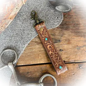 Mark-Out Western Tooled Leather Keychain