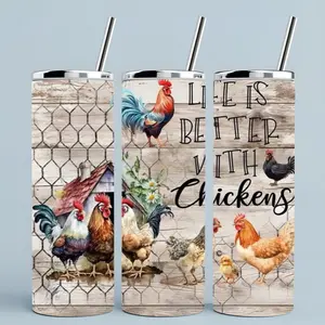 Life is better with chickens | 20oz Skinny sublimation tumbler transfer print out (TRANSFER ONLY, NOT A FINISHED TUMBLER)