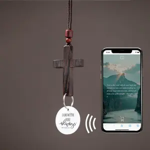 Bible Verse Car Rearview Hanging Cross Ornament "I Am With You Always" Solid Sandalwood Carving Hand-Sanded Christian Accessory for Car Mirror Decor Spiritual Touch Ideal Gift for Holidays Automotive