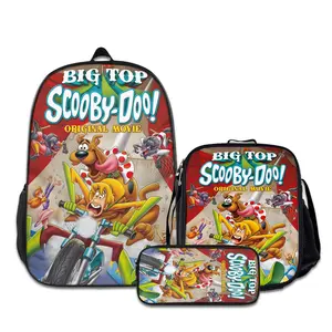 Scooby-Doo-3PCS Backpacks for Girls Set, Cute School Backpack for Girls Boys with Lunch Box and Pencil Case, Aesthetic Bookbag for Teens, Lightweight Classic Backpack for Travel, Work, Picnic A-0718