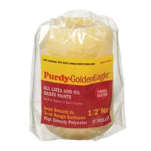 212 MAIN Purdy 140786604 Golden Eagle Roller Cover, 4 W High Density, 0.5 in. Nap Polyester, Designed for Semi-Rough Surfaces