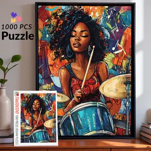Tucocoo Rhythm of Freedom 1000 Pieces Jigsaw Puzzle African American Woman Drummer Art for Adults Vibrant Music-Inspired Puzzle Creative Crafts Wall Decor Gift 27.5x20inch (70x50cm)