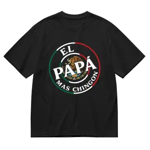Father's Day El Papa Mas Chingon Funny Mexican Dad Premium T-shirt Funny men short sleeve graphic T-shirt series black huggy