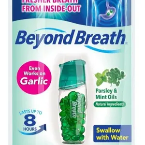 Breath Freshening Capsules, Fresher Breath From Inside-Out, Even Works On Bad Breath From Garlic, Lasts Up To 8 Hours, 50 Capsules