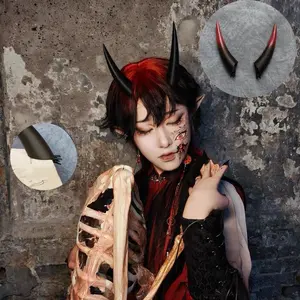 10/14/18cm Gradient Halloween Devil Horns Cosplay Horns Head Clip Headwear Cool Dark Gothic Hairwear Cosplay Props Accessories