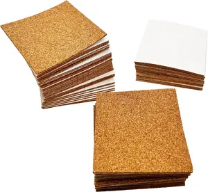 50 Pcs Self Adhesive Cork Squares, MYYZMY 4 x 4 Inch Cork Backing Sheets, 2mm Thick