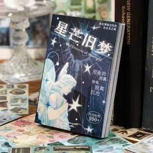 30 Sheets Mirror Tide Cut Sticker Book, Sticker Album, Unique Design Retro Style DIY Journal Supplies, Scrapbook Decorative Cards for Laptops Water Bottles Walls