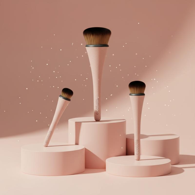 EcoTools 360 Ultimate Blend Makeup Brush Kit for Cream Liquid & Powder Foundation Blush & Bronzer Vegan Cruelty-Free 3 Piece Set for Flawless Application