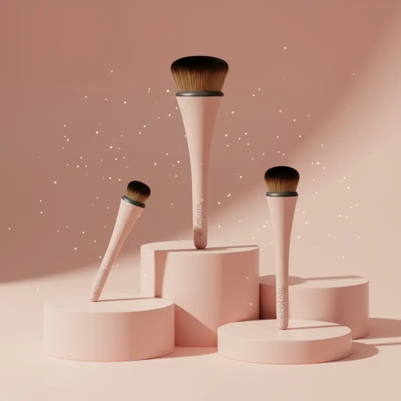 EcoTools 360 Ultimate Blend Makeup Brush Kit for Cream Liquid & Powder Foundation Blush & Bronzer Vegan Cruelty-Free 3 Piece Set for Flawless Application