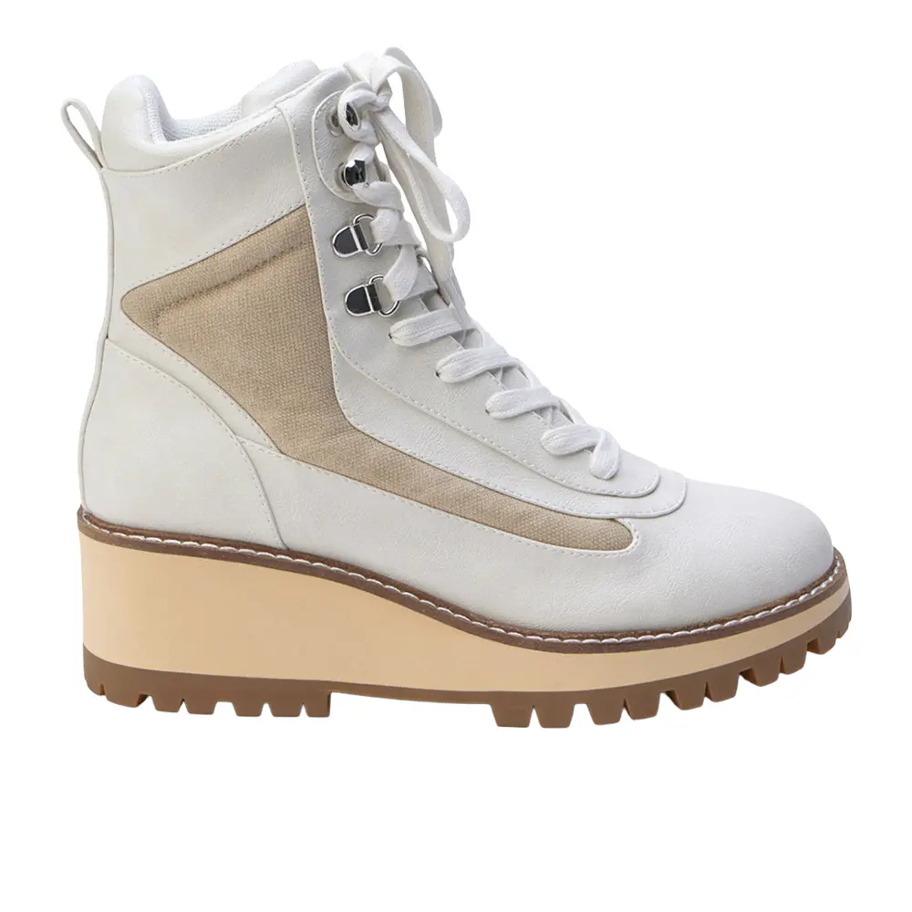 COCONUTS by Matisse Womens Summit Lace Up Hiking Casual Boots Ankle Low Heel 1-2" - White